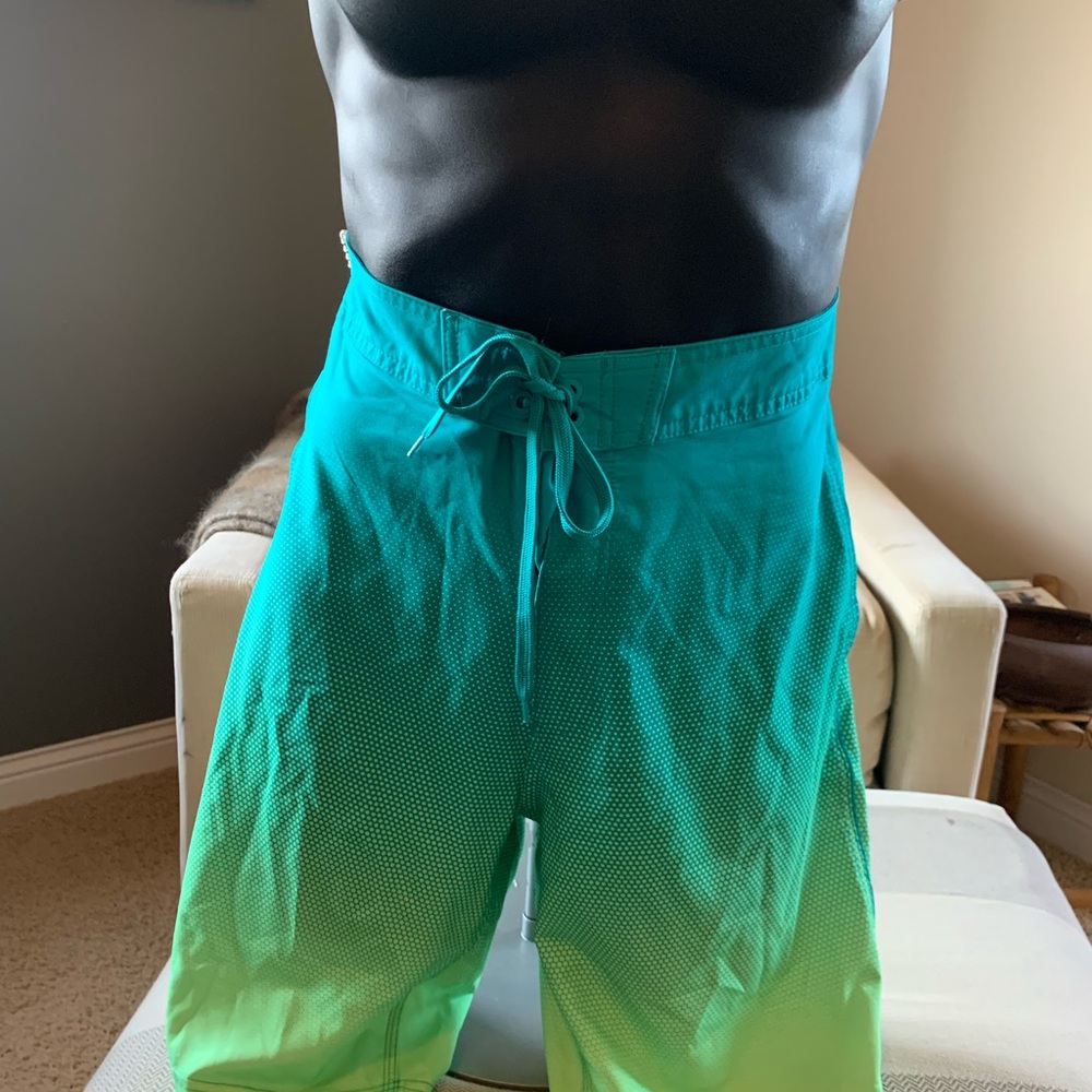 Old Navy Green Board Shorts with Adjustable Fit 32”